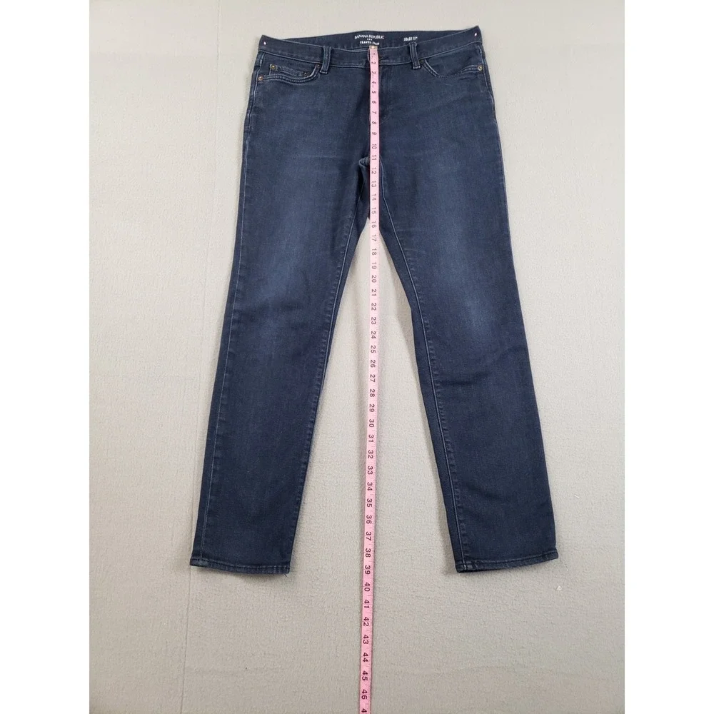 Banana Republic Men Jean 33X32 Blue Denim Slim Straight Leg Mid Rise Stretch‎